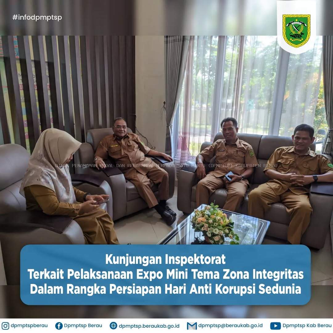 KUNJUNGAN INSPEKTORAT TERKAIT PELAKSANAAN EXPO MINI TEMA ZONA INTEGRITAS DALAM RANGKA PERSIAPAN HARI ANTI KORUPSI SEDUNIA