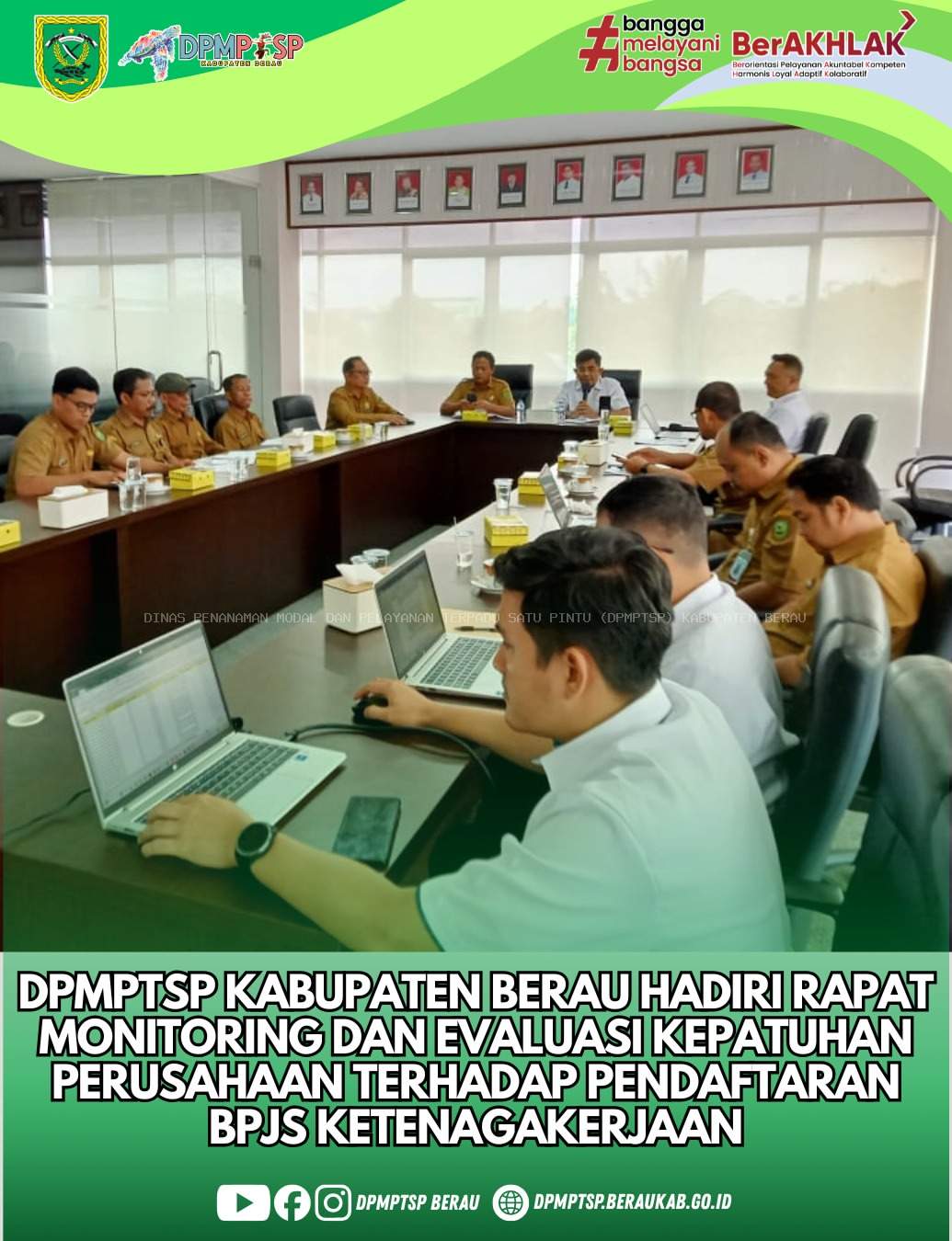 DPMPTSP Kab. Berau hadiri rapat monitoring dan evaluasi kepatuhan perusahaan terhadap pendaftaran BPJS 