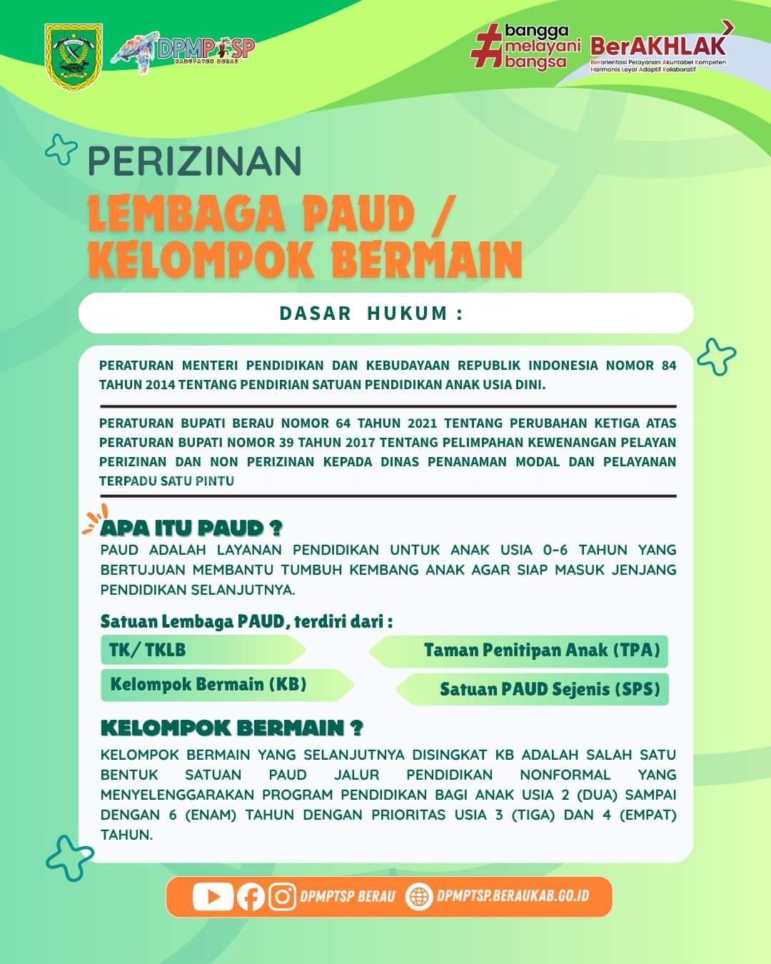 Pendirian PAUD/Kelompok Bermain wajib memiliki izin resmi agar layanan pendidikan berjalan sesuai standar yang berlaku.
