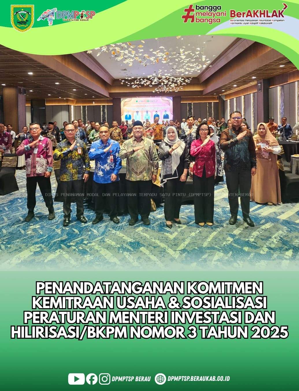 (DPMPTSP) Kabupaten Berau berkolaborasi dengan DPMPTSP Provinsi Kalimantan Timur menyelenggarakan kegiatan Fasilitasi Kemitraan Bidang Penanaman Modal & Sosialisasi Peraturan Menteri Investasi dan Hil